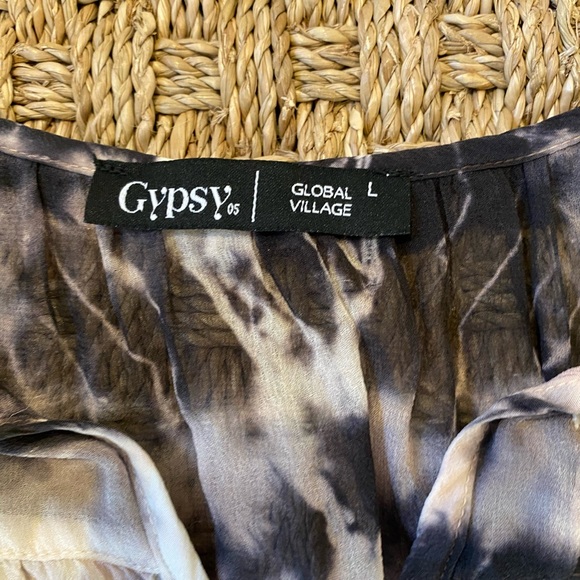 Gypsy 05 silk tie dye long sleeve top. Size L - Picture 6 of 10